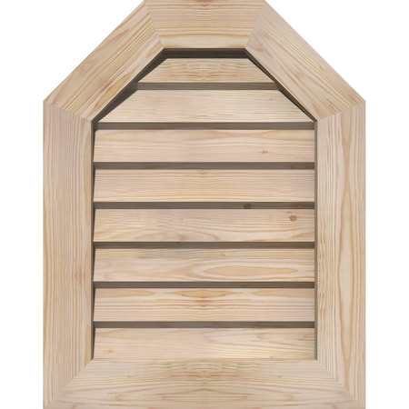 Octagonal Top Gable Vent Non-Functional, Pine Gable Vent W/ Decorative Face Frame, 16W X 16H